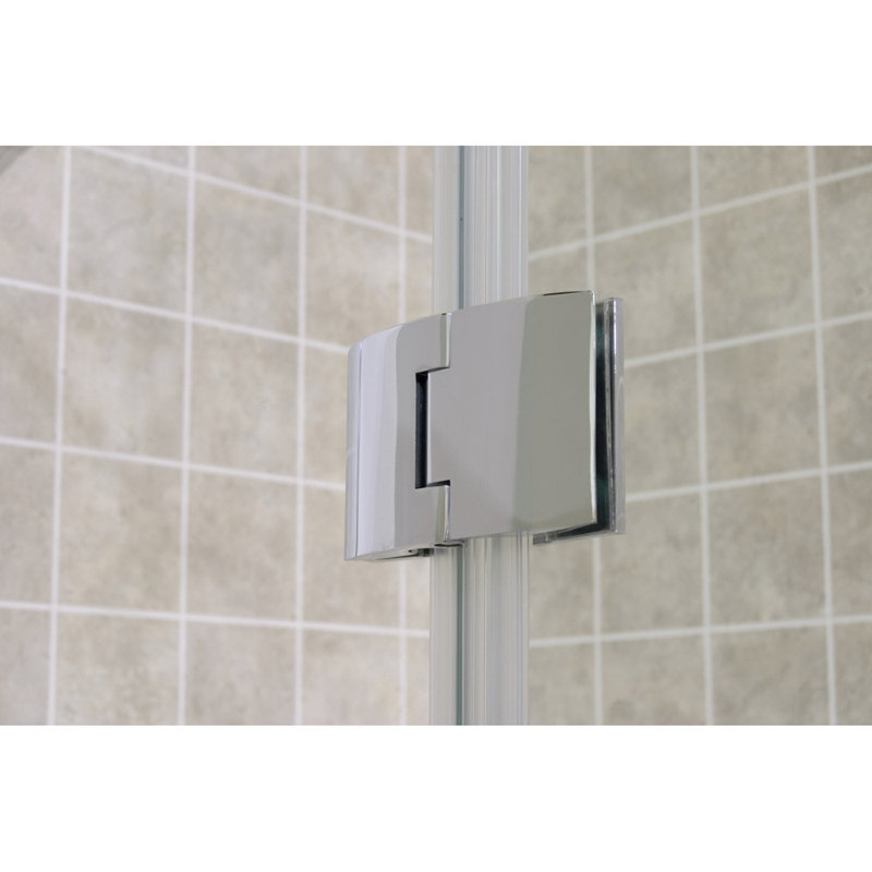 Aqua 48" W x 58" H Hinged Semi-Frameless Tub Door, Chrome, Frosted/Left-hand Side