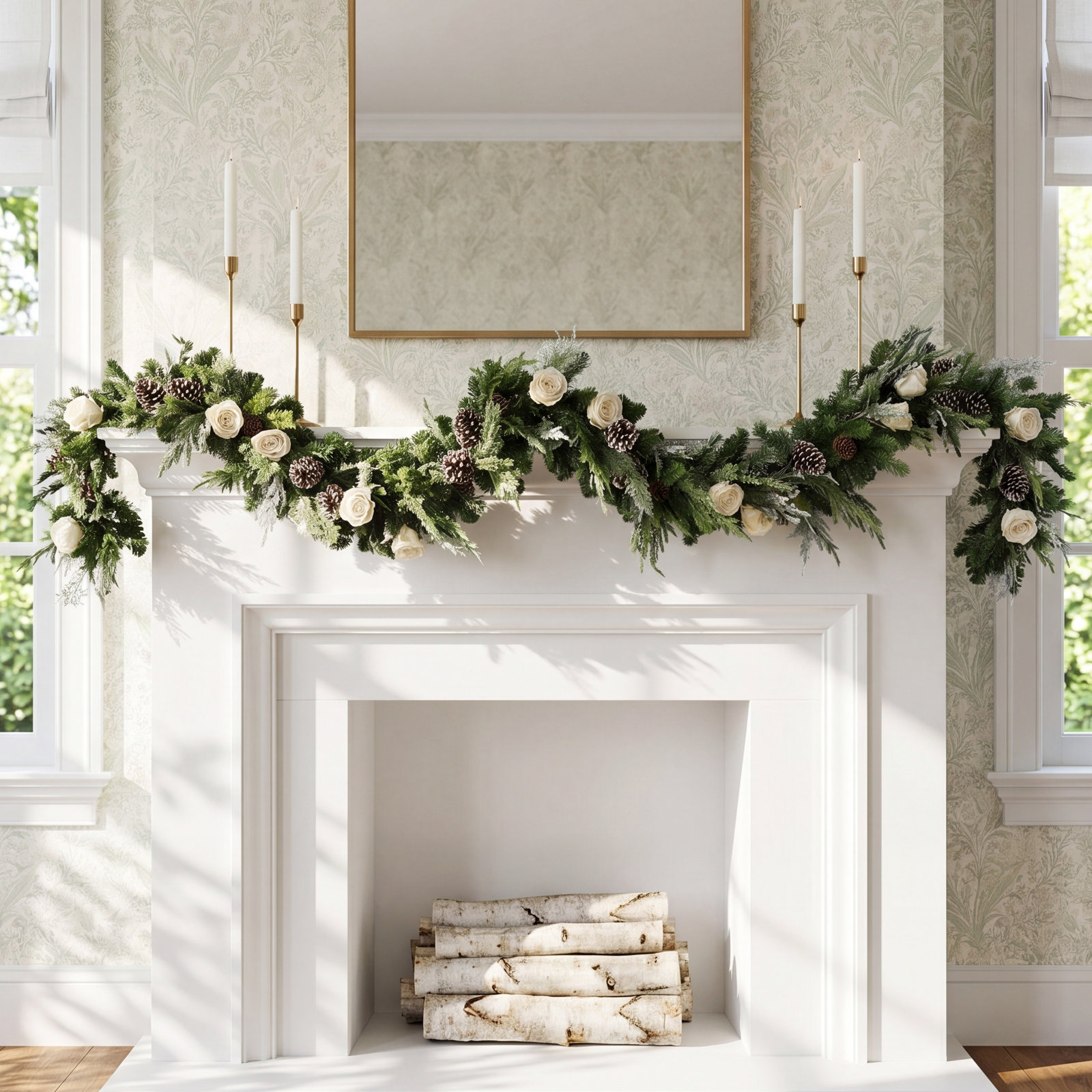 Leighanna 108" Rose Christmas Garland