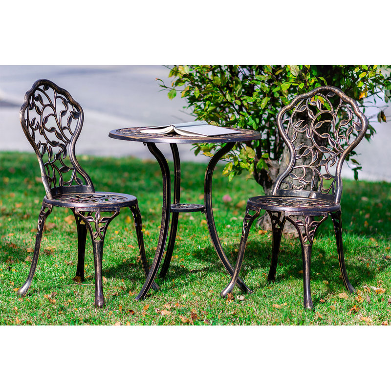 Riemer 2 - Person Patio Dining Set with Round Table, Bronze