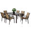 Ensemble de 7 chaises et table de patio rectangulaires brunes pour 6 chaises de jardin