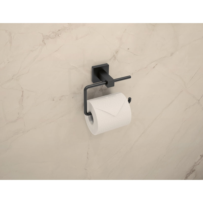 Porte-papier hygiénique à rouleau simple Duro avec quincaillerie de fixation murale, Noir mat