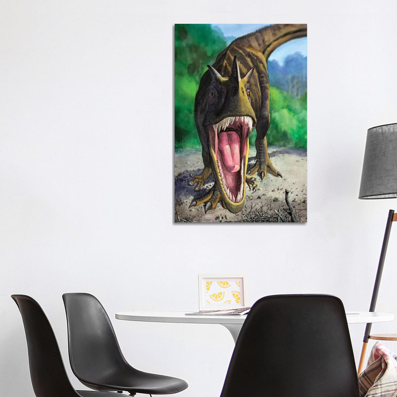 An Angry Ceratosaurus Dentisulcatus Dinosaur Shows Its Fierce Teeth by Sergey Krasovskiy - Wrapped Canvas Gallery-Wrapped Canvas Giclée
