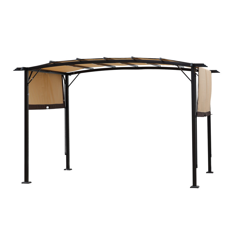12 pi. L 9 pi. D Pergola en acier avec auvent, Beige