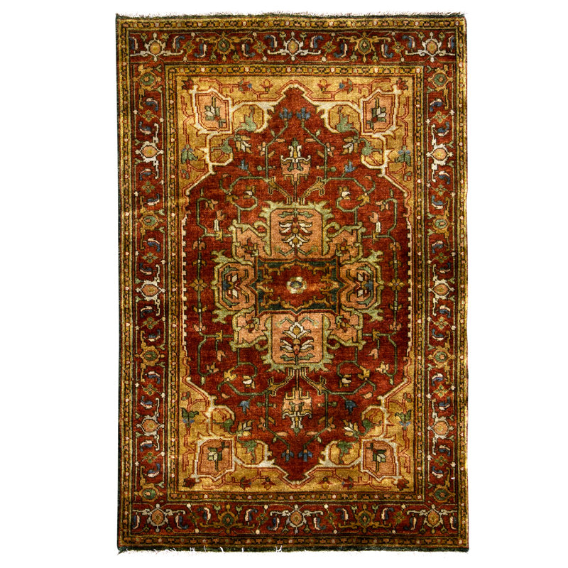 Tapis rectangulaire en laine noué à la main