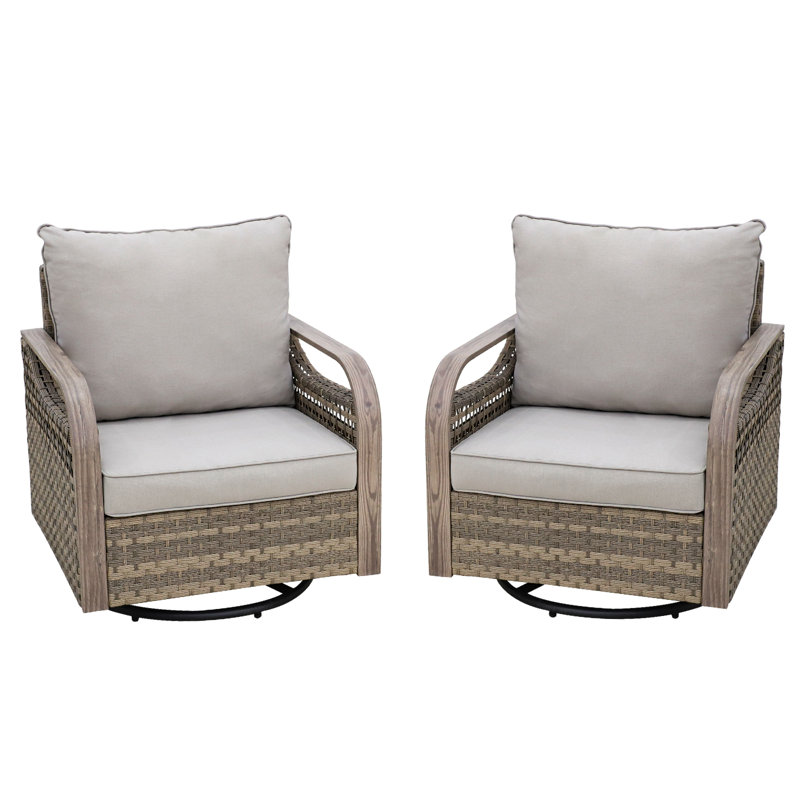 Fauteuil oscillant d'extérieur en osier Teag, Gris