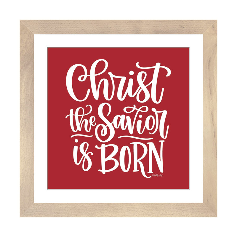 Christ le Sauveur est né - reproduction d'art murale - papier d'art encadré, H 16 po x l 16 po, Beige