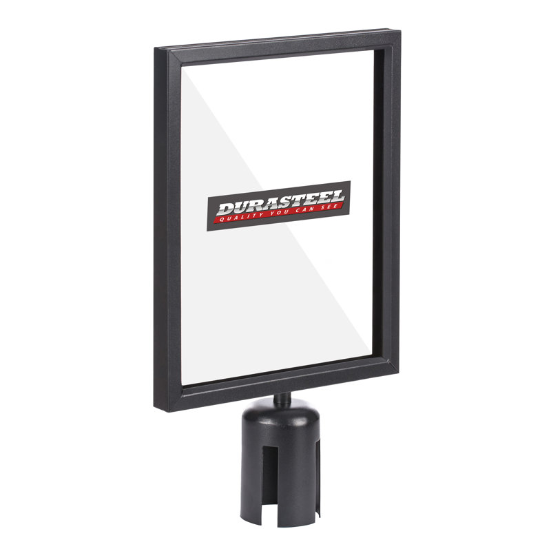 Black Double Sided Pedestal Stanchion Sign Holder with Plexiglass Cover