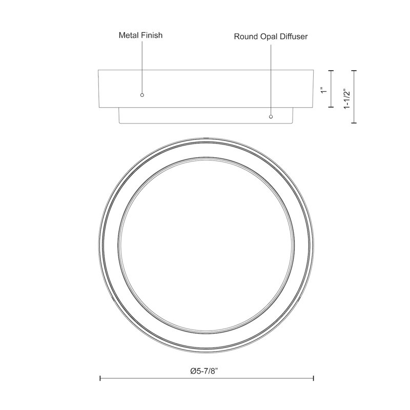 Plafonnier encastré d'extérieur à DEL Bailey, gris, H 1,5 po x l 5,875 po x P 5,875 po