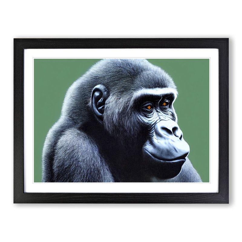 Fine Gorilla - Single Picture Frame Print, Black, 25cm H x 34cm W x 2cm D