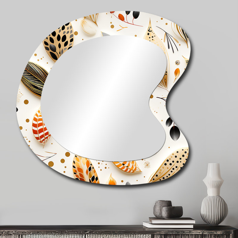 Boho Chic Botanical Stone - Irregular Boho Assymetrical Bohemian Unique Wall Mirror, 27" x 27"