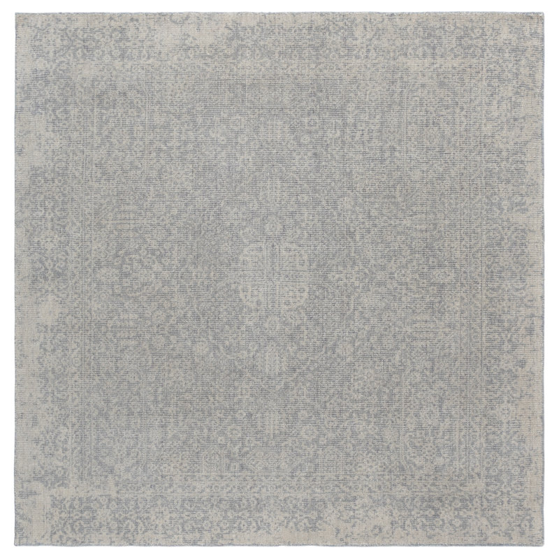 Tapis oriental gris en laine / coton tissé à la main Maharaja, Carré 6 pi