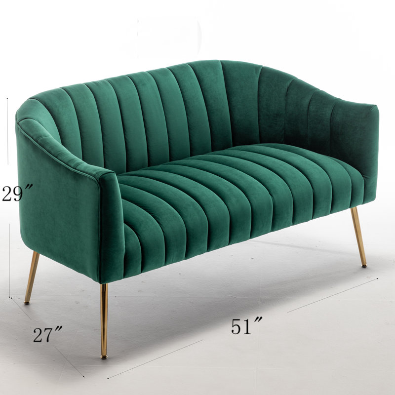 Mossley 51 " Velvet Loveseat, Green
