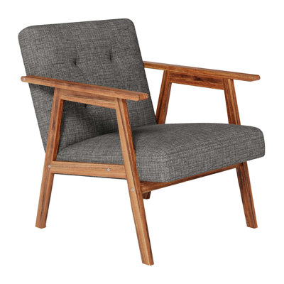 Modern Gray Fabric Tufted Accent Chair with Wooden Frame, Perfect for Contemporary Home Decor and Comfortable Seating