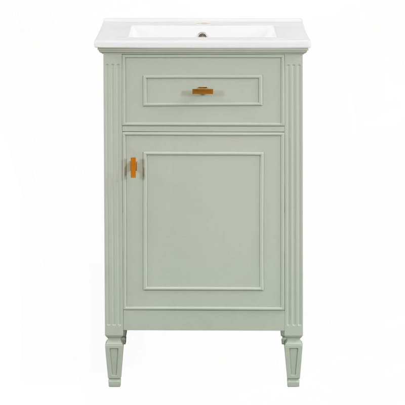 20" Bathroom Vanity with Ceramic Sink, Green