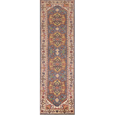 Blue Traditional  Indo Runner Rug 3x10