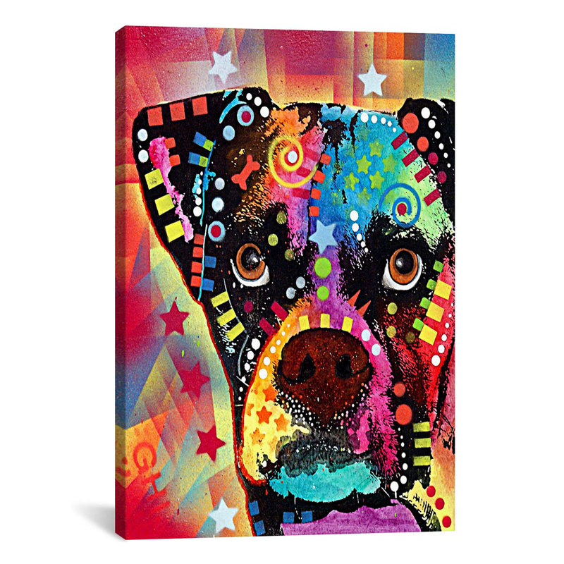 Boxer cubismgraphic art sur toile, H 18 po x l 12 po x P 1,5 po, Toile tendue