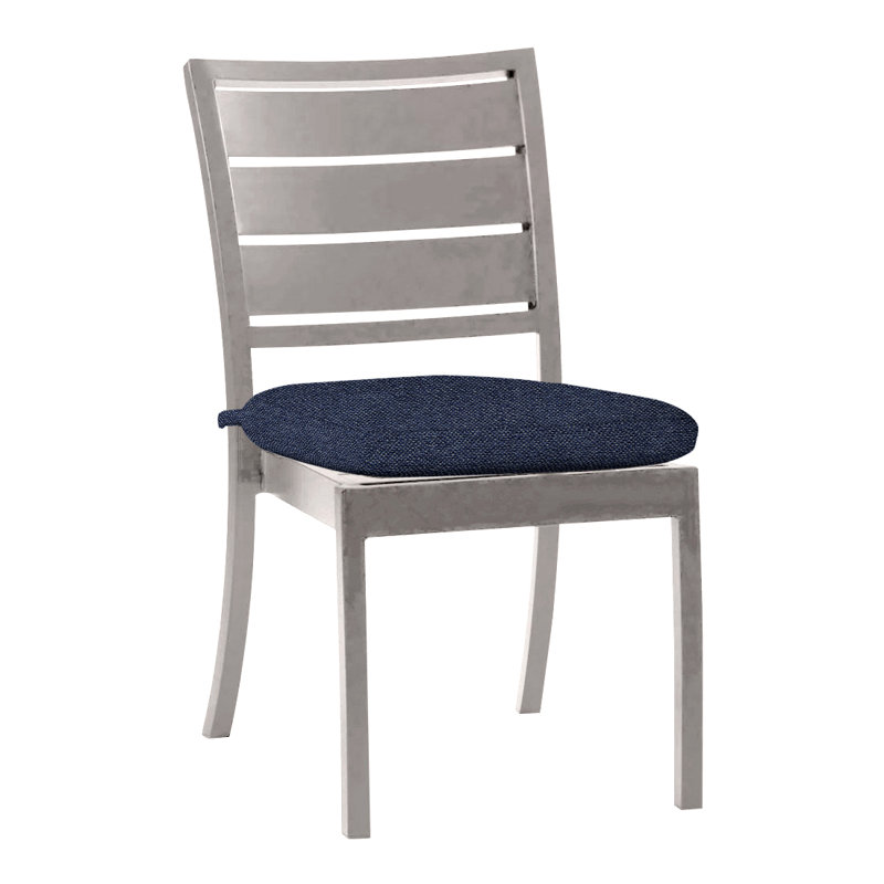 Chaise d'appoint d'extérieur en aluminium forgé Charleston, Pas de soudure, Indigo Intermix, Huître