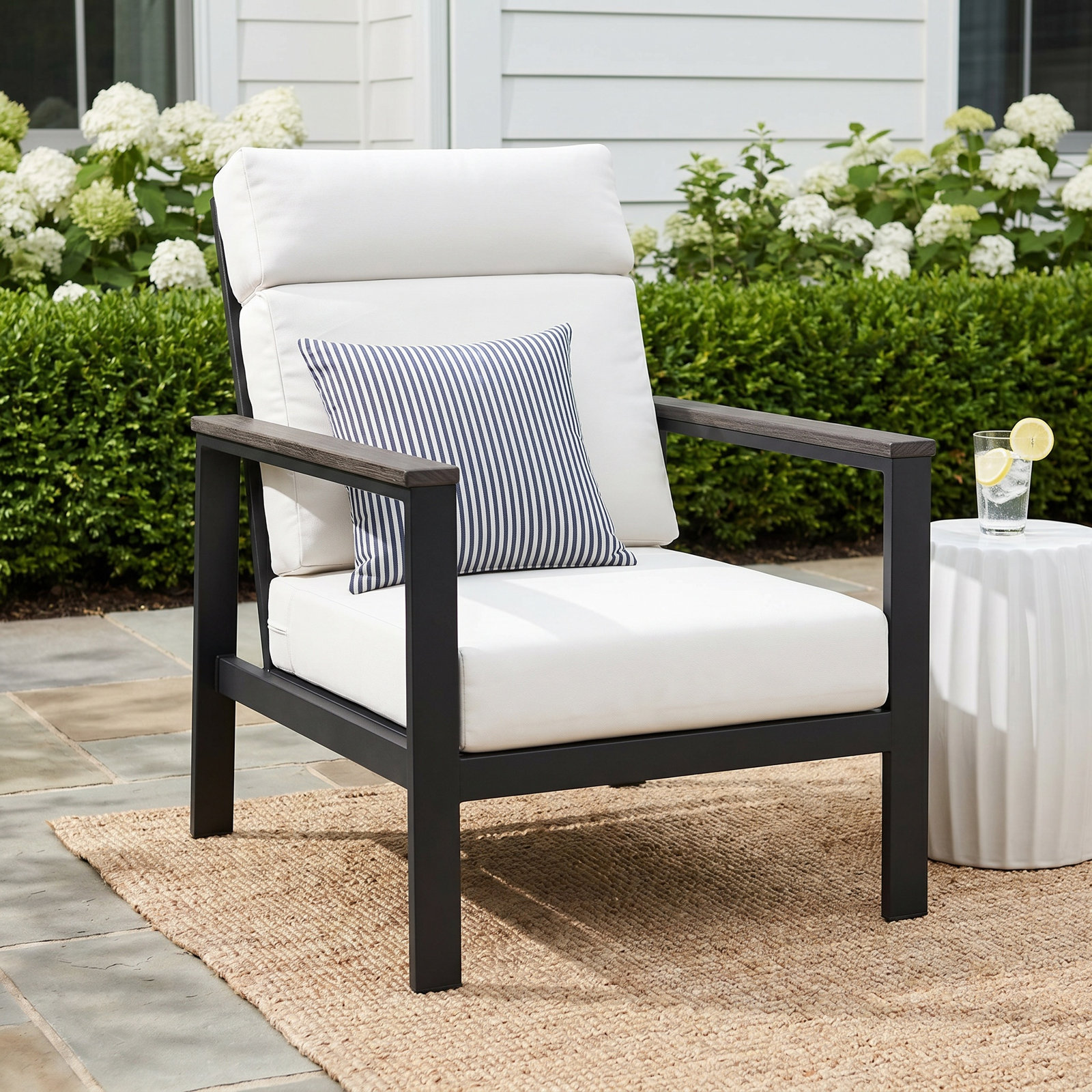 Townsend Sunbrella® Patio Lounge Chair, Gray, Canvas White, Yes