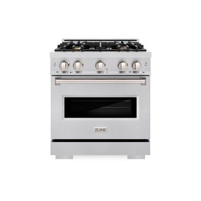 ZLINE Autograph 30" Classic Dual Fuel Range w/ 4 Burners & Matte Black Accents