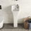 Lavabo de salle de bain à piédestal de petite taille en céramique Deveralley 11 po x l 13 po x H 35 po avec trop-plein Deervalley