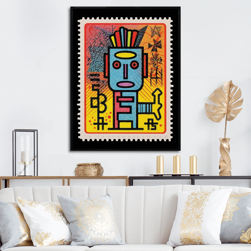 Art mural rétro sur toile, cachet rétro - Tribute rétro à Keith, Cadre flottant noir, H 40 po x l 30 po x P 1,5 po