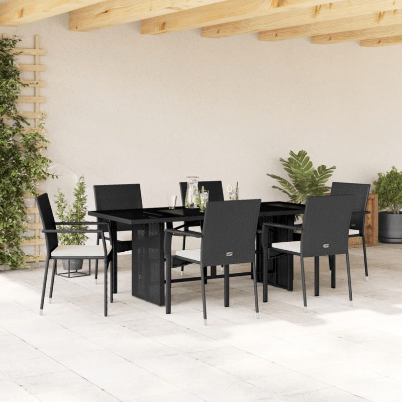  Garden Dining Set Black, Cream White