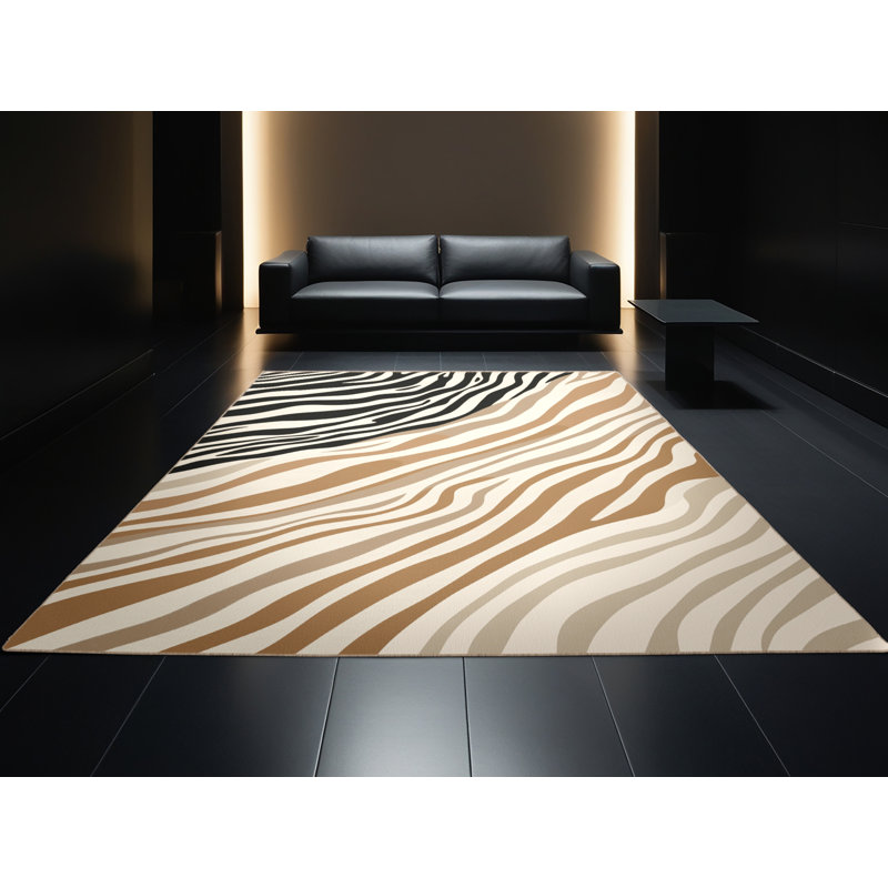 Tapis moderne et contemporain lavable à la machine Pantelis, Rond 4 pi