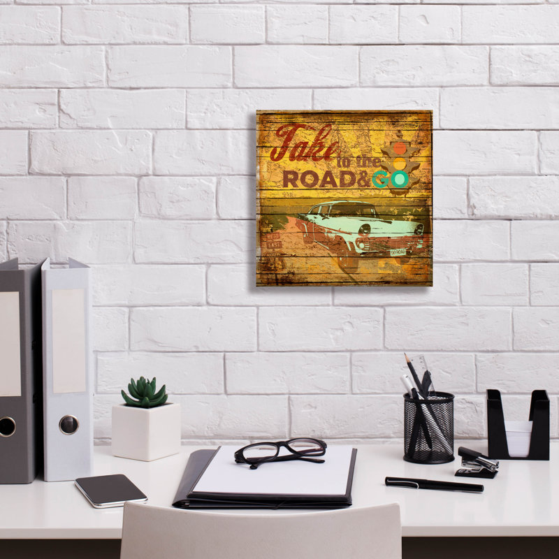 «Take To The Road» par Art Licensing Studio, art mural sur toile, H 12 po x l 12 po x P 0,75 po
