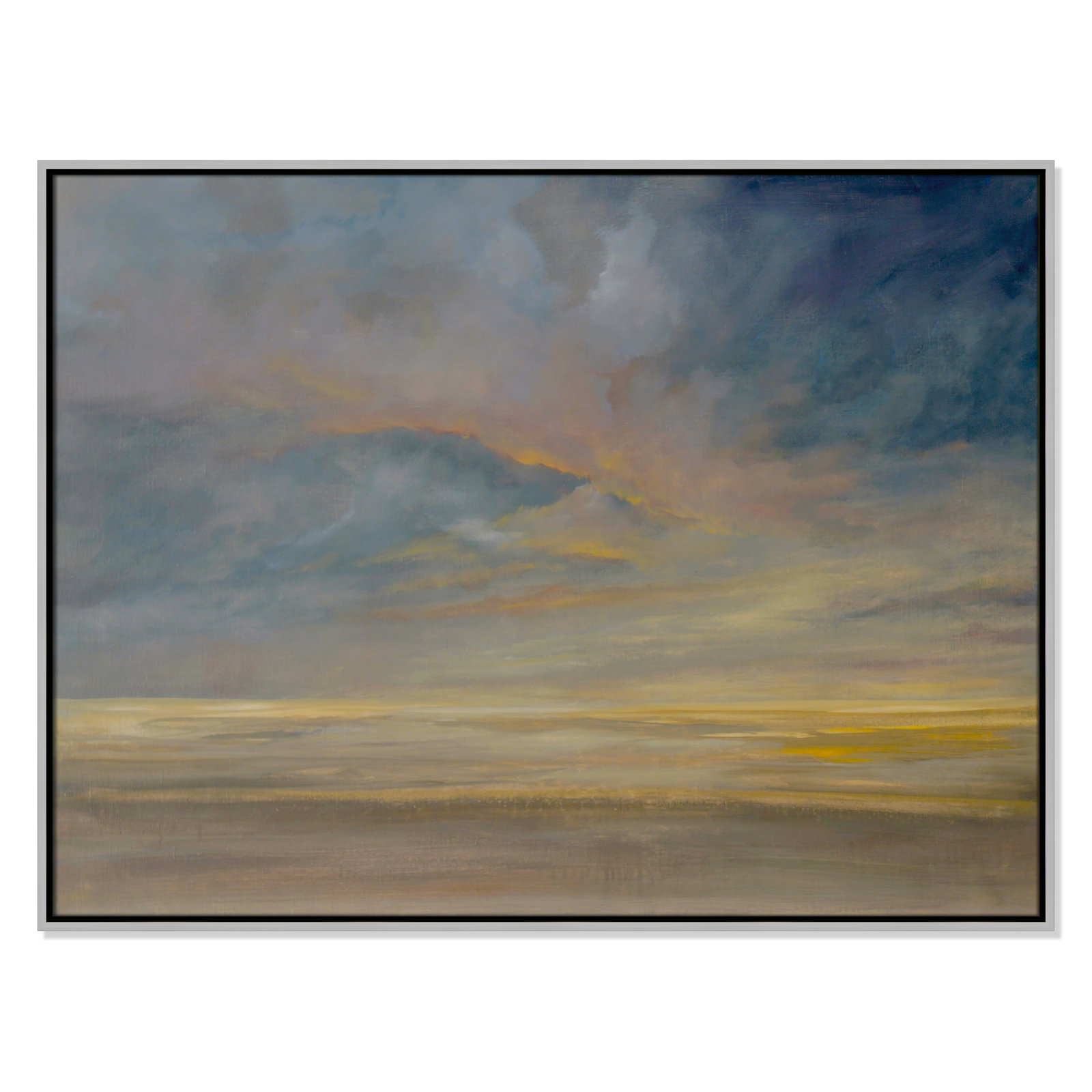 Saffi "Dawning Unrest" Painting, 31.5" H x 41.5" W, Silver