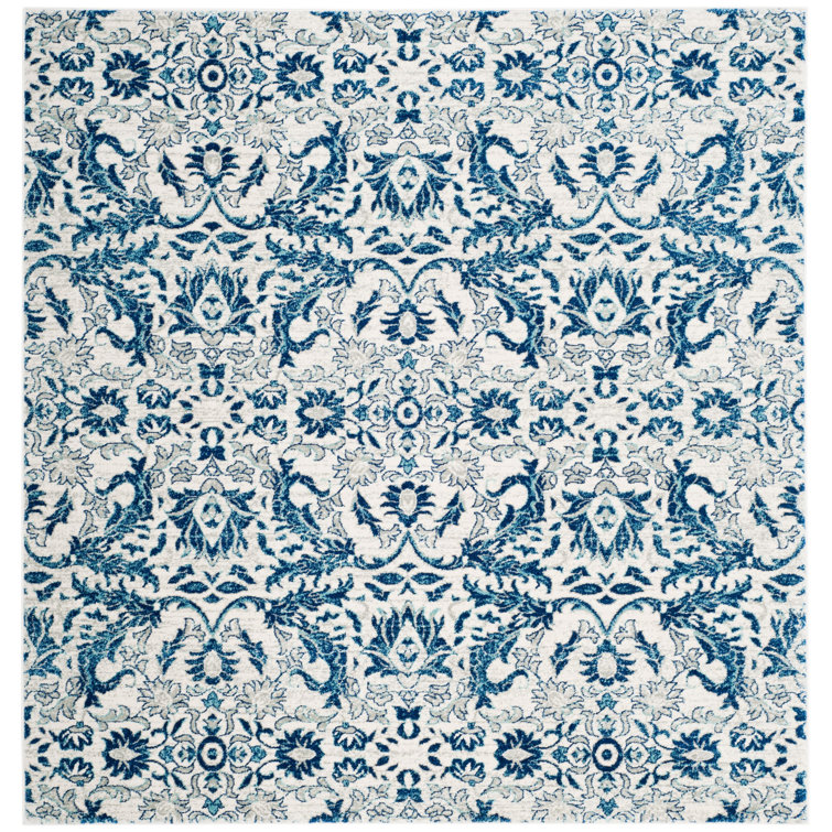 Alessia Floral Ivory/Blue Area Rug