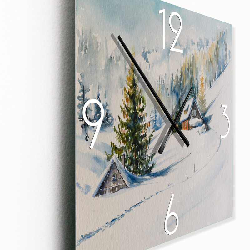 Petite maison dans les montagnes d'hiver - Horloge murale traditionnelle, Petit