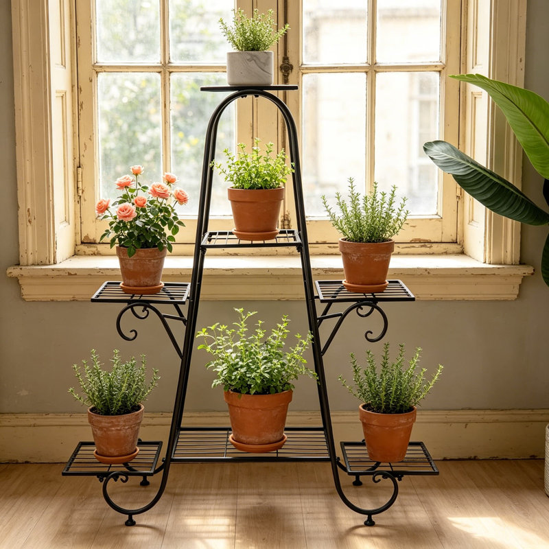 Support à plantes en métal à 7 niveaux pour l'intérieur et l'extérieur