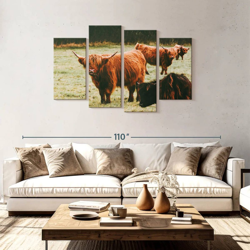 Brampt Highland Cow Group, H 48 po x l 75 po