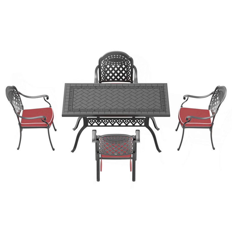Ensemble de meubles de patio en aluminium coulé avec coussins, chaise, 4