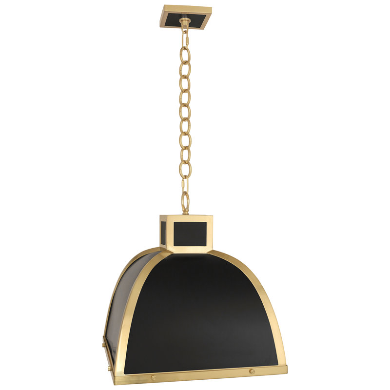 Lustre géométrique unique à 3 lumières Ranger, Peinture noir mat / accents en laiton moderne