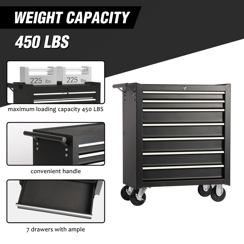 12.64 in. W -Drawer Bottom Rollaway Chest with Wheels