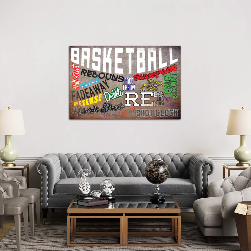 Basketball Slang - Print on Canvas, 101.6 cm H x 66.04 cm W, Black Floater Framed