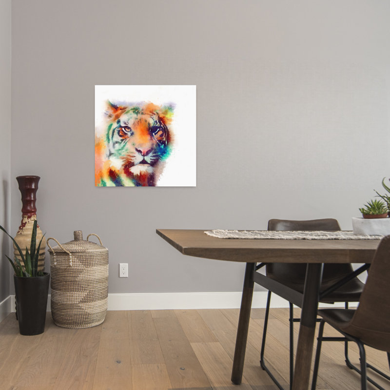 «The Elusive II», art contemporain du tigre, chat, H 24 po x l 24 po