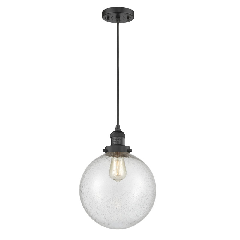 Clermont 1 - Light Single Pendant, Seedy, Matte Black, 6 Watt Vinage LED Bulb