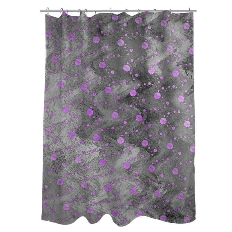 Rideau simple en planètes et étoiles, Violet / noir
