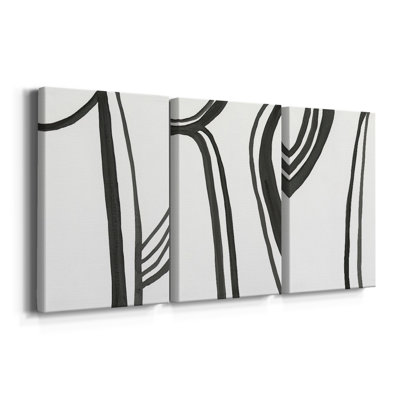 Ink Lines I  -Custom Wrapped Gallery Canvas - 3 Pieces