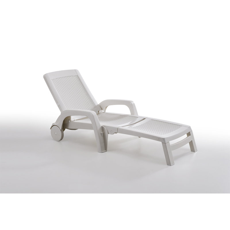 Sun Lounger Saturno, AdjusTable Garden Deck Chair, 190x46h70 cm, White