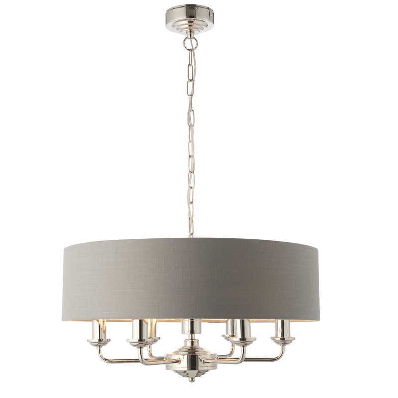 Landover 6 - Light Drum Chandelier, Bright Nickel, Charcoal