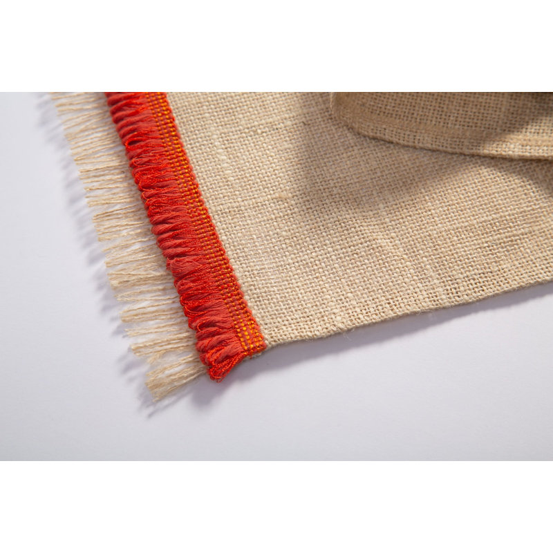 Fringe Jute Placemat, Orange