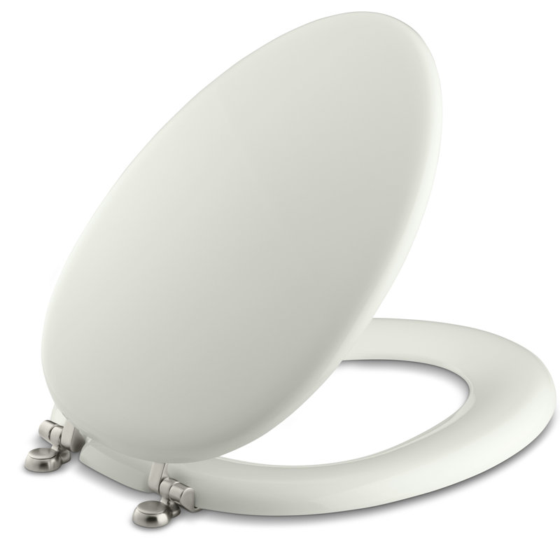 Kathryn Elongated Toilet Seat, Dune, Brushed Nickel