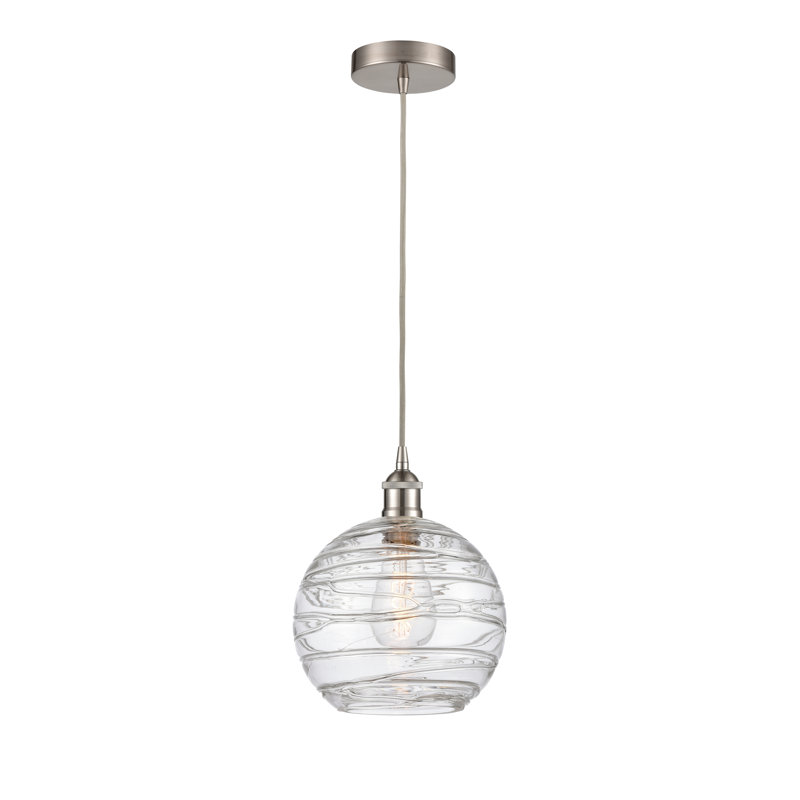 1 - Light Single Drop Pendant Pendant, 12.75" H x 10" W x 10" D, Brushed Satin Nickel, Clear
