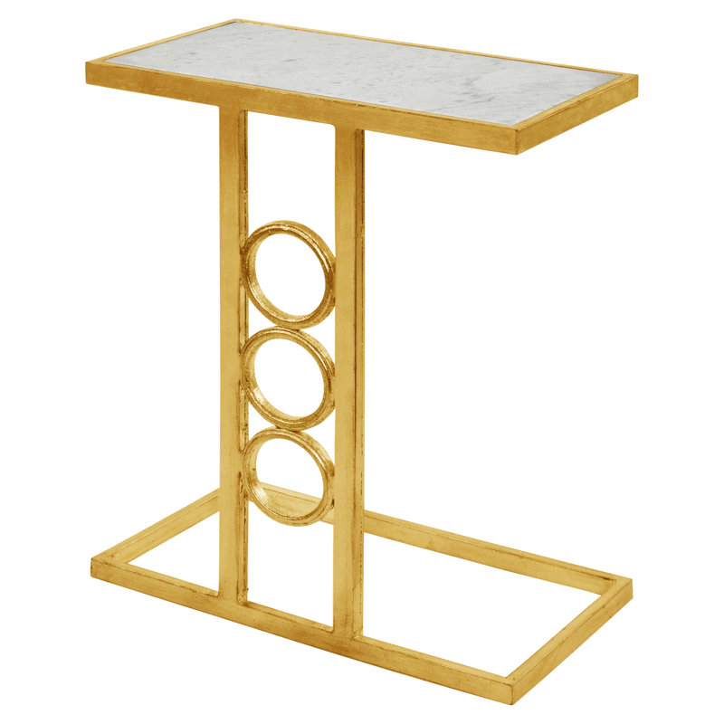 Ringlet End Table, Carrera Marble, Gold Leaf