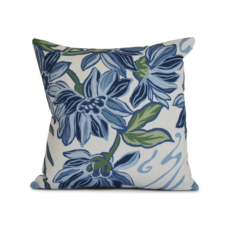 Housse de coussin et insert floral, Bleu, 20 po x 20 po