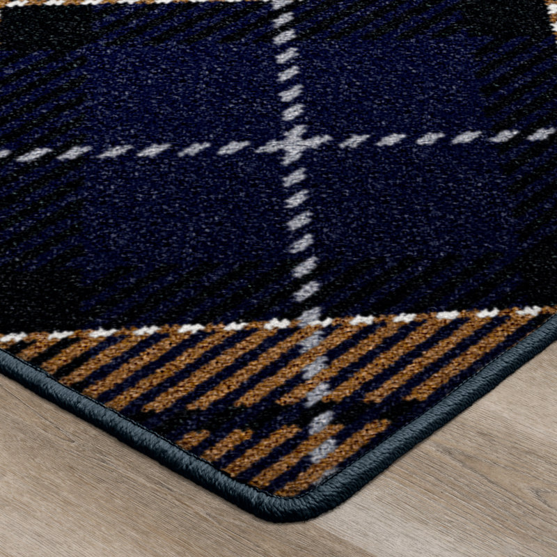 Plaid de Noël bleu nuit, Bleu marine / bleu / or, Rectangle 5 pi 4 po x 7 pi 8 po