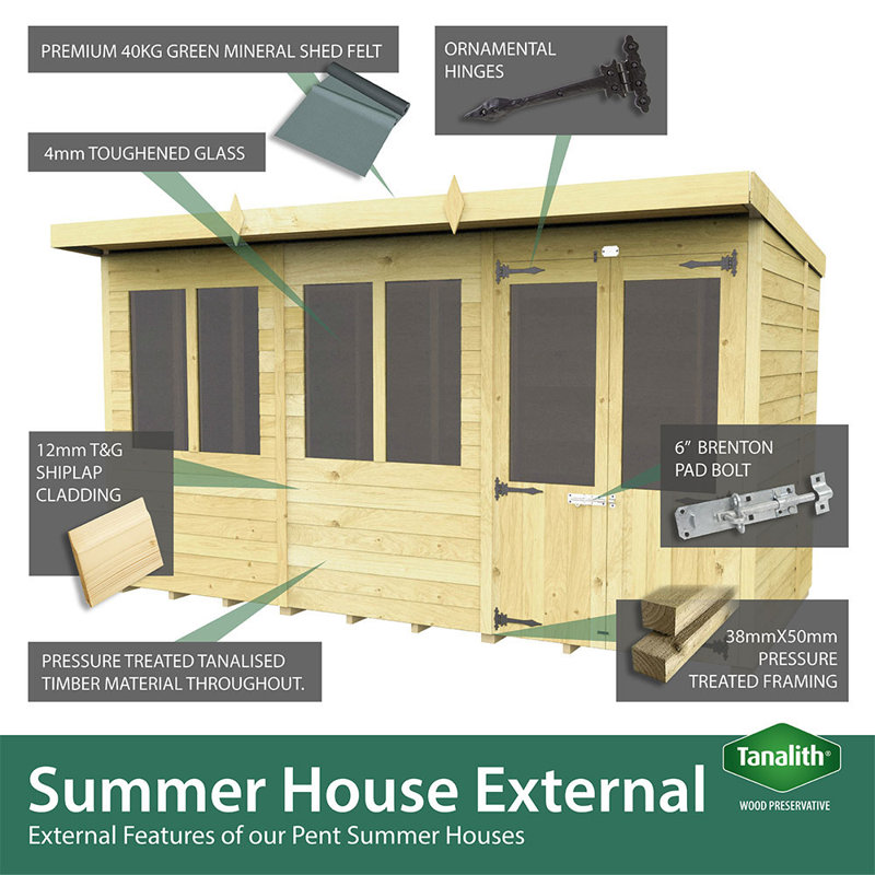 8ft x 5ft Pent Summer House
